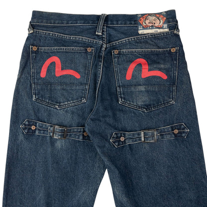 Vintage Evisu Double Gull Bondage Buckle Back Japanese Denim Jeans Size W30