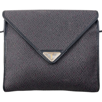 Vintage 80s YSL Yves Saint Laurent Woven Crossbody Bag | O/S, Black