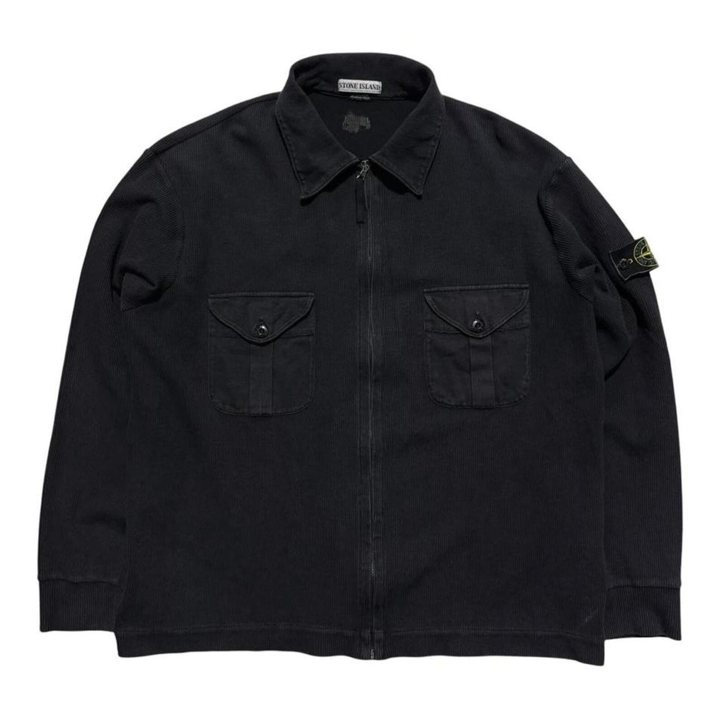 Stone Island S/S 2000 Ribbed Zip Up | XXL, Black