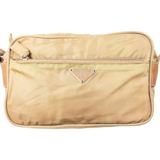 Vintage 2000s Prada Crossbody Bag | O/S, Beige