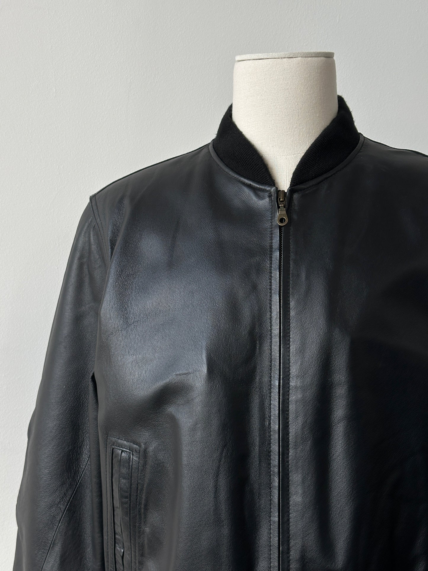 Vintage 1990s Leather Bomber Jacket - L