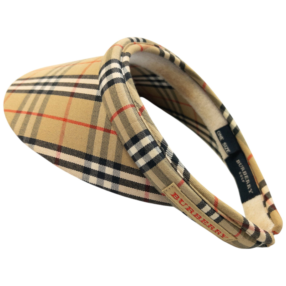 Vintage 2000s Burberry Nova Check Visor Hat Headband | O/S, Beige