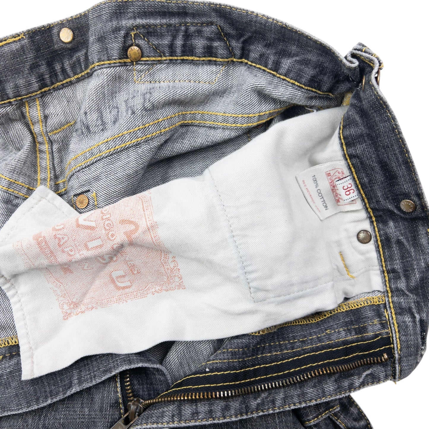 Vintage Evisu Embroidered Gull Bondage Zip Japanese Denim Jeans Size W33