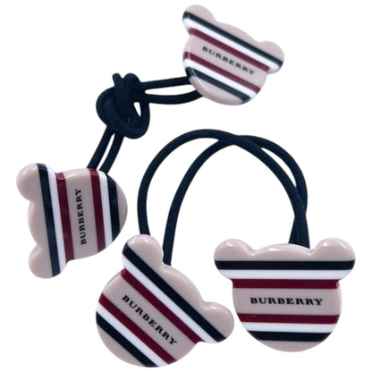 Vintage 2000s Burberry Nova Stripe Bear Hair Ties | O/S, Beige, Black, Red, White