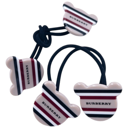 Vintage 2000s Burberry Nova Stripe Bear Hair Ties | O/S, Beige, Black, Red, White
