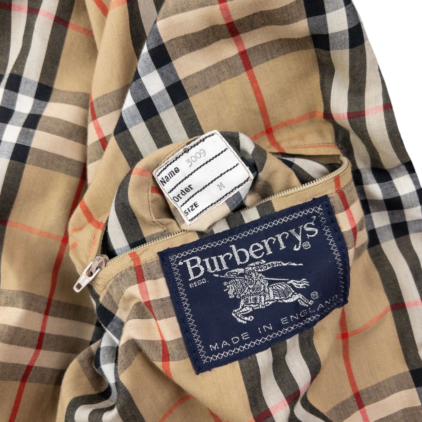 Vintage 90s Burberry Nova Check Lined Leather Jacket Size L