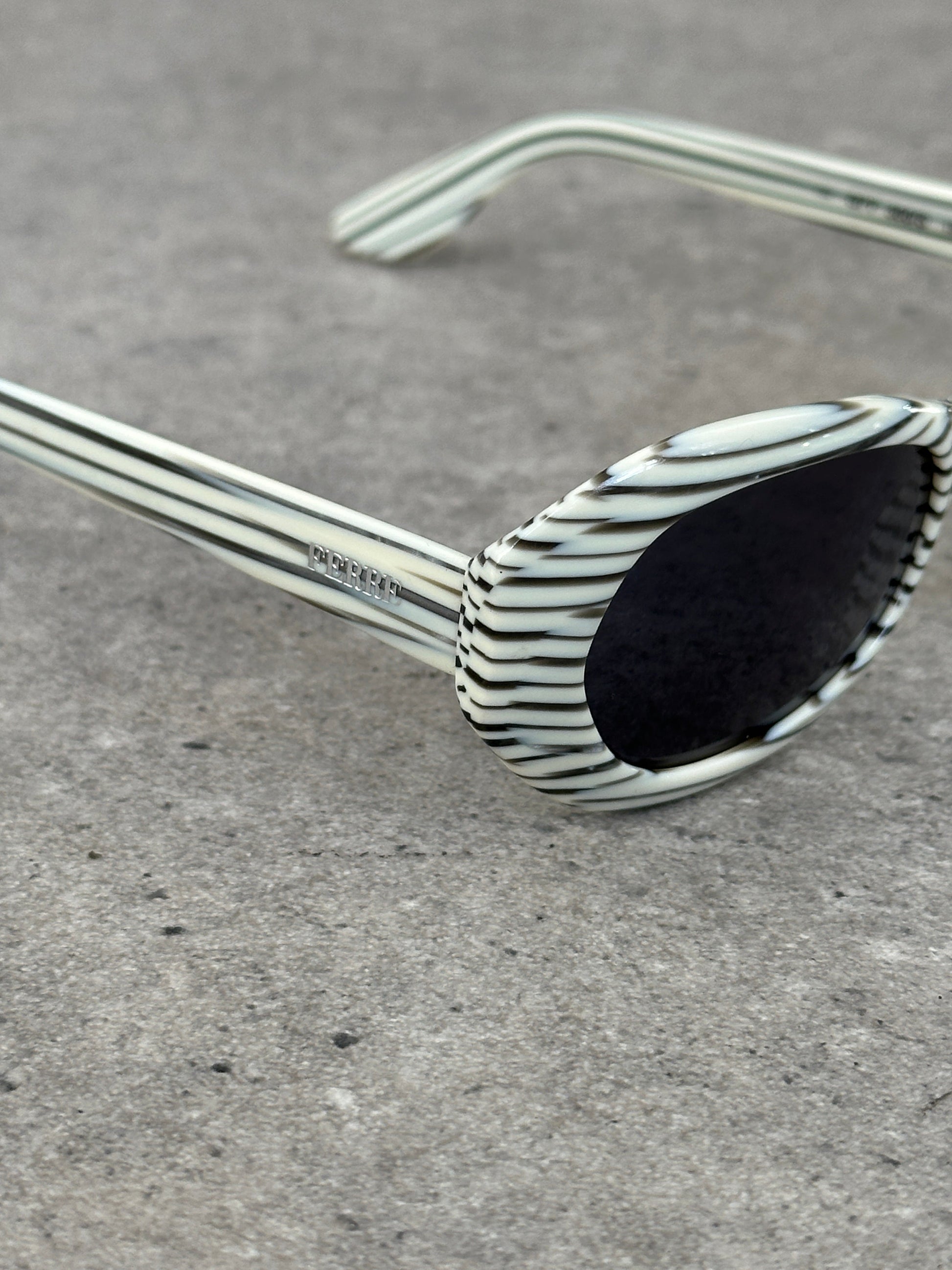 Gianfranco Ferre 1990s Oval Stripe Sunglasses