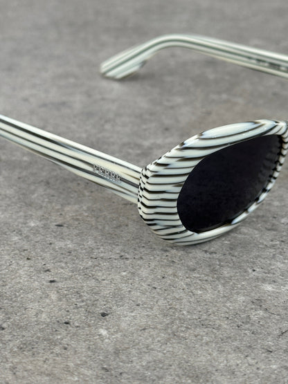 Gianfranco Ferre 1990s Oval Stripe Sunglasses