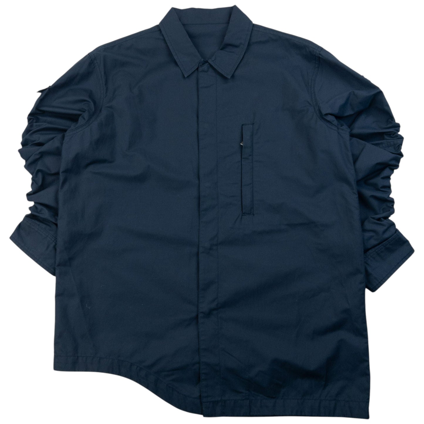 Vintage 2000s Maharishi Asymmetric Elastic Sleeve Button Up Shirt Size M | Medium, Navy