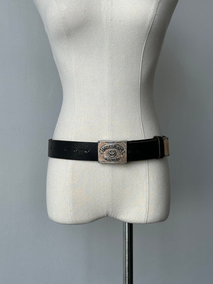 Armani Jeans 1990s Logo Buckle Leather Belt - W24-32