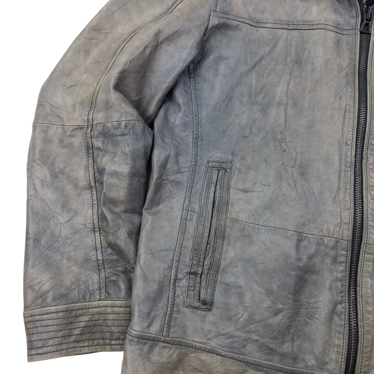 Vintage Hugo Boss Zip Up Leather Jacket Size M