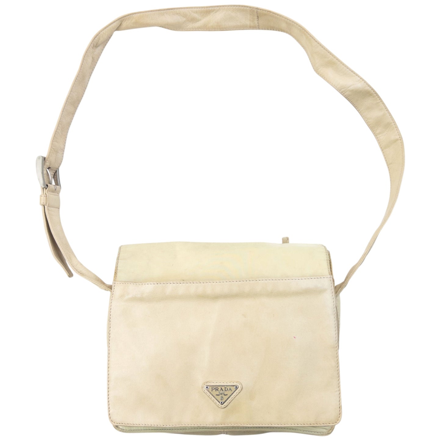Vintage 2000s Prada Leather Crossbody Bag | O/S, Cream
