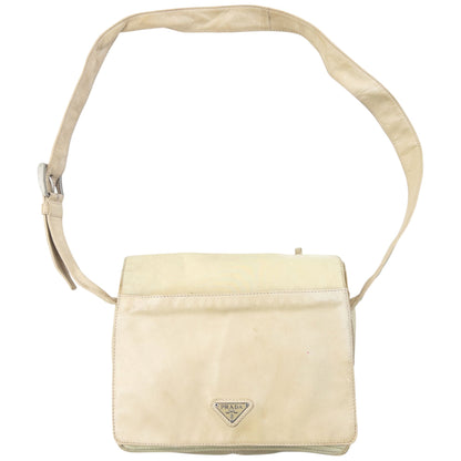 Vintage 2000s Prada Leather Crossbody Bag | O/S, Cream