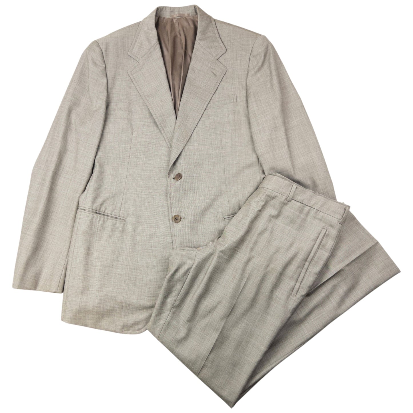 Vintage 2000s Prada Wool Jacket & Trousers Suit Set Size XL | XL, Beige