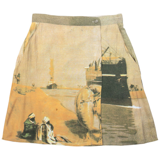 Vintage 80s Emporio Armani Landscape Print Wrap Skirt Womens Size W26 | W26, Mixed