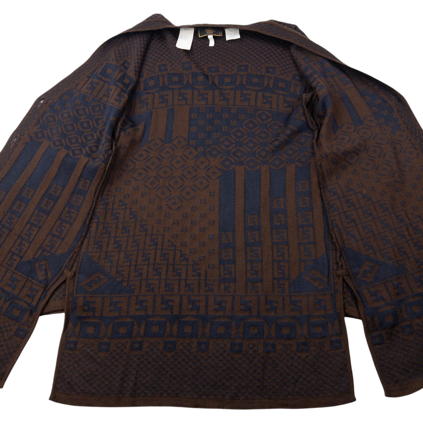Vintage 90s Fendi Pattern Cardigan Womens Size M | Medium, Brown