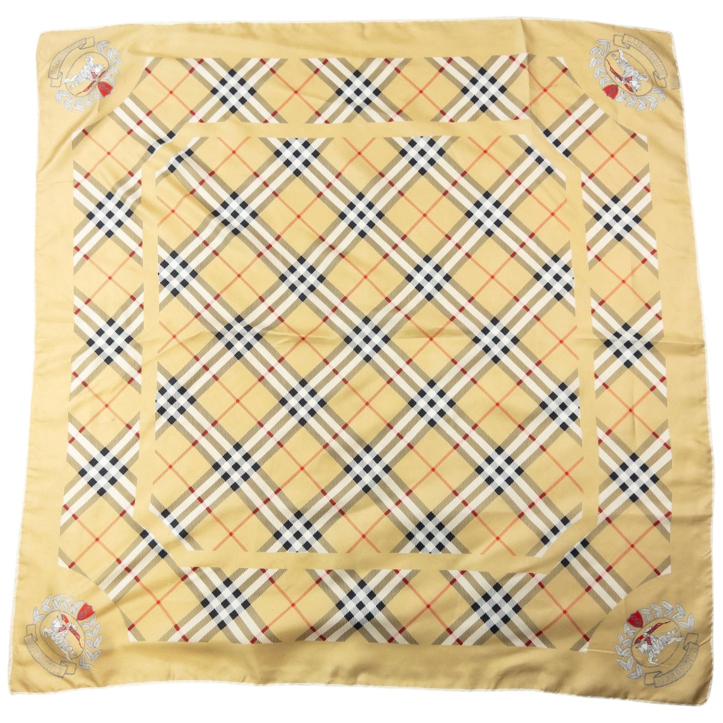 Vintage 90s Burberry Nova Check Silk Scarf | O/S, Beige