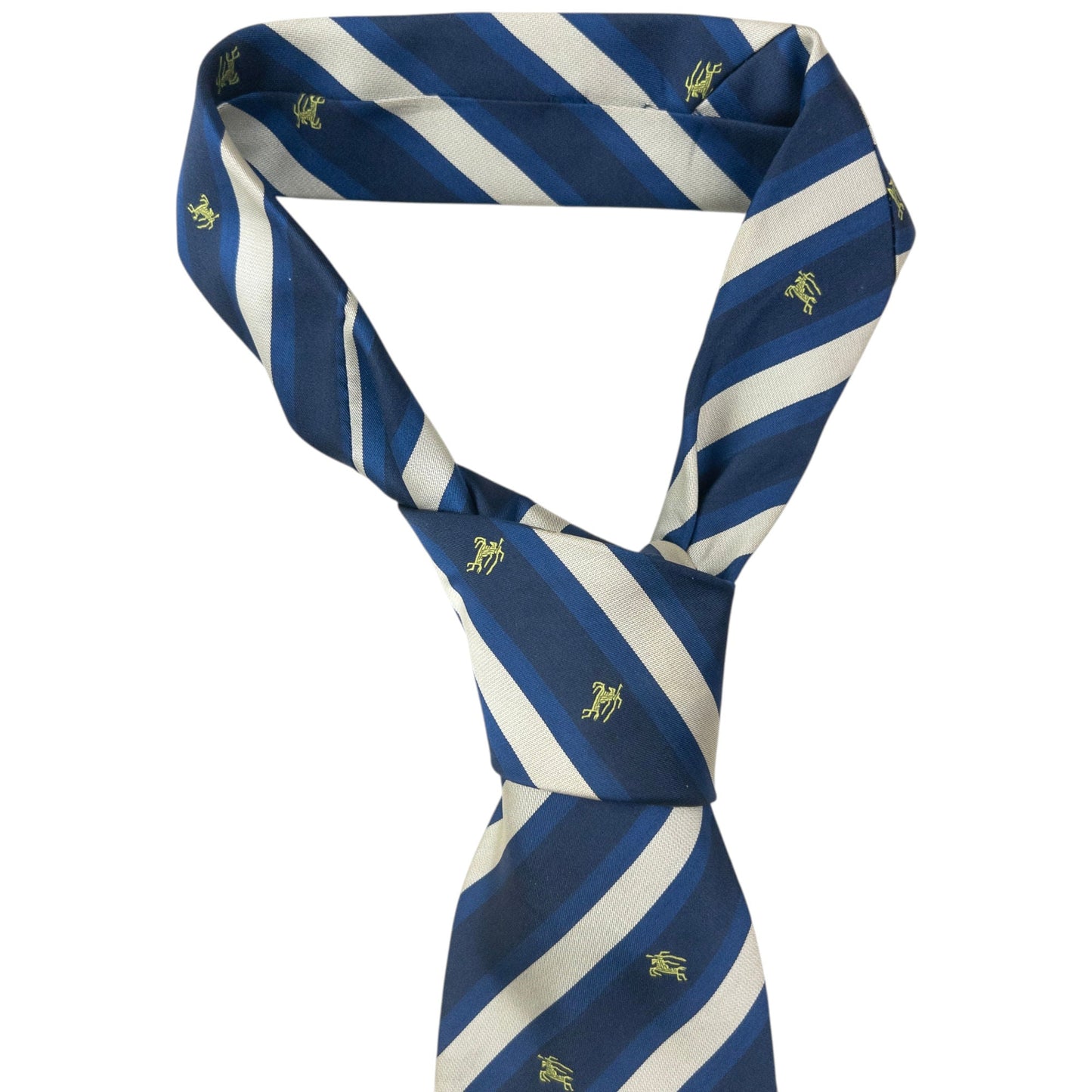 Vintage 2000s Burberry Monogram Striped Silk Tie | O/S, Blue