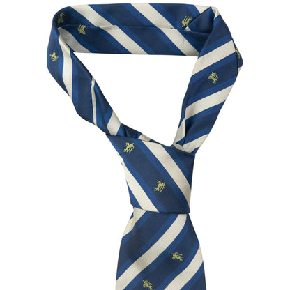 Vintage 2000s Burberry Monogram Striped Silk Tie | O/S, Blue