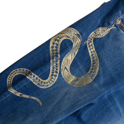 Vintage 2000s Roberto Cavalli Tribal Snake Skinny Jeans Womens Size W30 | W30, Multicoloured