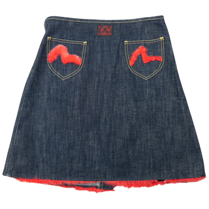 Vintage 2000s Evisu Double Gull Rabbit Fur Wrap Skirt Womens Size W28 | W28, Multicoloured