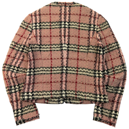 Vintage 2000s Burberry Nova Check Tweed Jacket Womens Size M | Medium, Pink