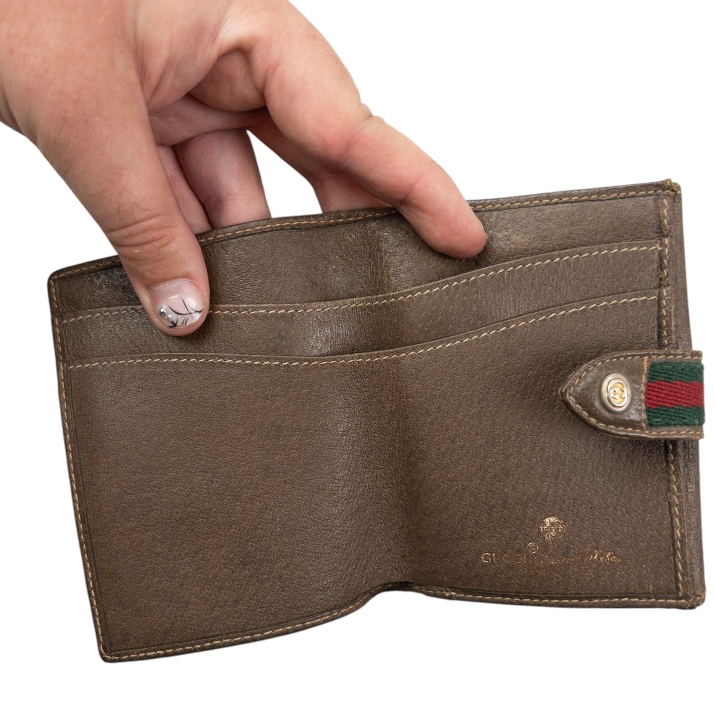 Vintage 80s Gucci Monogram Leather Wallet | O/S, Beige