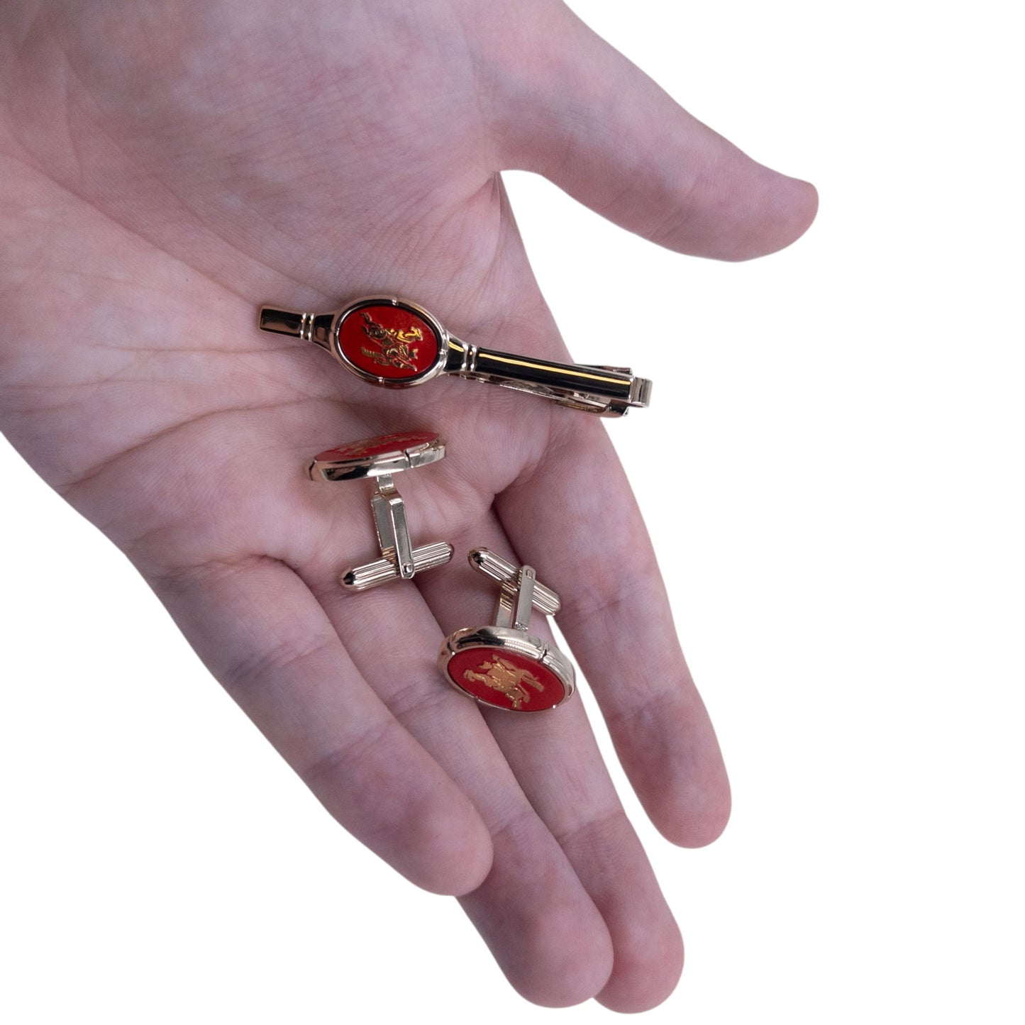 Vintage 90s Burberry Cufflinks & Tie Clip Set | O/S, Gold