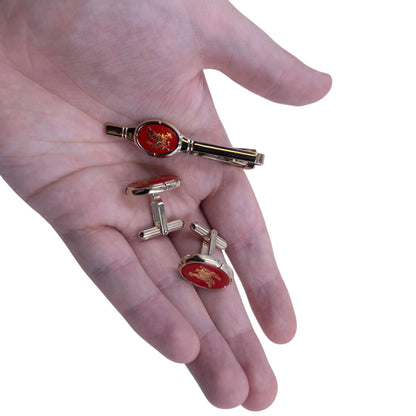 Vintage 90s Burberry Cufflinks & Tie Clip Set | O/S, Gold