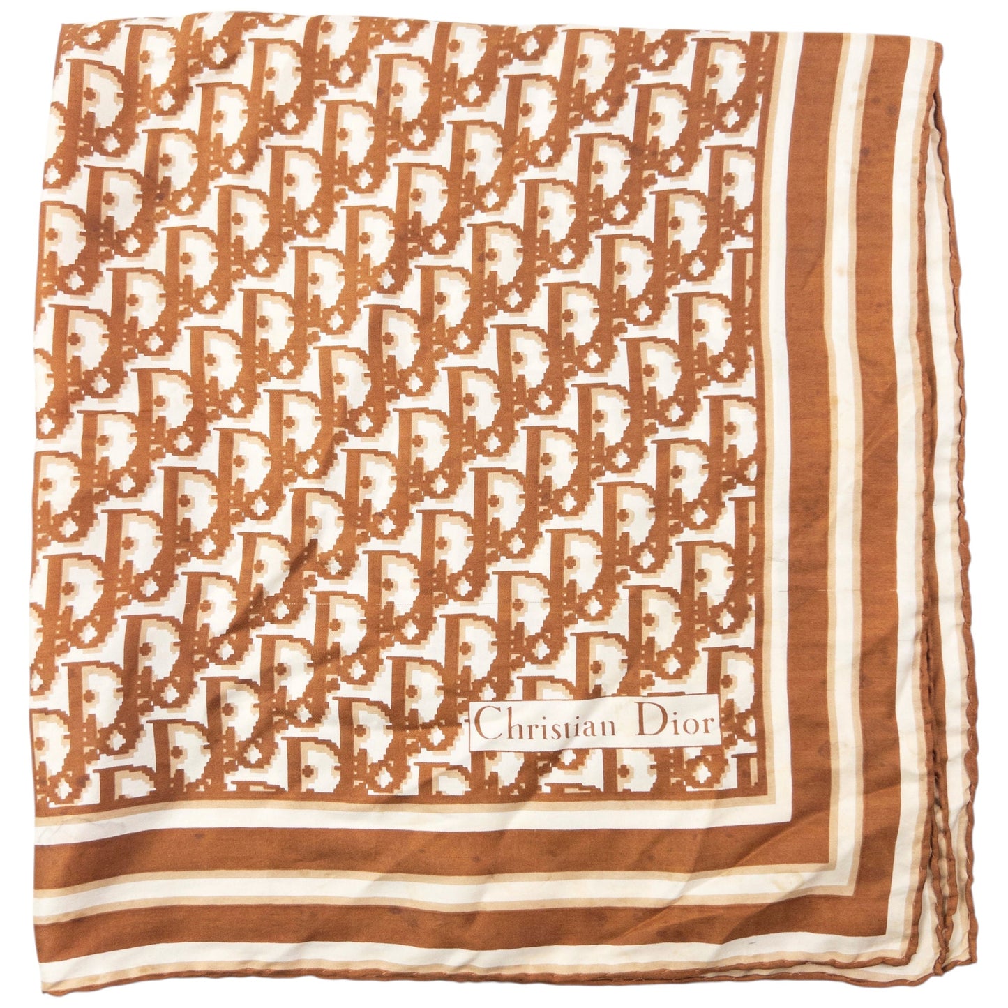 Vintage 2000s Dior Monogram Pixel Silk Scarf | O/S, Brown