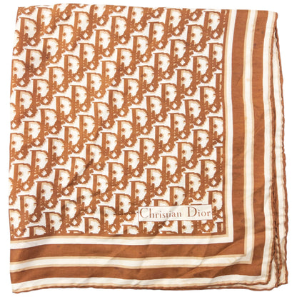 Vintage 2000s Dior Monogram Pixel Silk Scarf | O/S, Brown