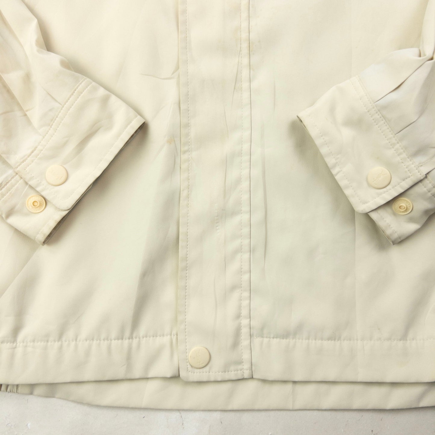 Vintage 90s YSL Yves Saint Laurent Harrington Jacket Size M | Medium, Cream