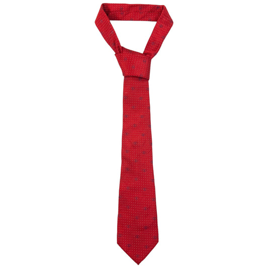 Vintage 90s Valentino Monogram Polka Dot Silk Tie | O/S, Red