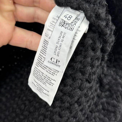 C.P. Company Cable Knit Hoodie Black (M) | Medium, Multicoloured