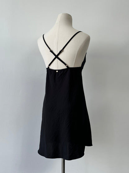 Vintage 2000s Lace Panel Satin Mini Dress - S