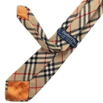 Vintage 90s Burberry Nova Check Wool Tie | O/S, Beige