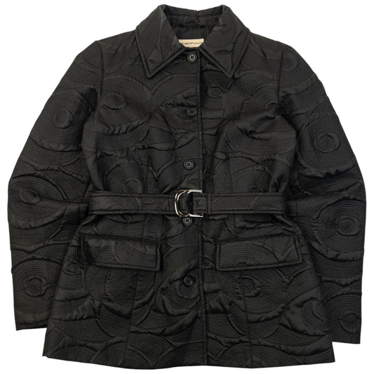 Vintage 2000s Emporio Armani Belt Waist Quilted Jacket Womens Size M | Medium, Black