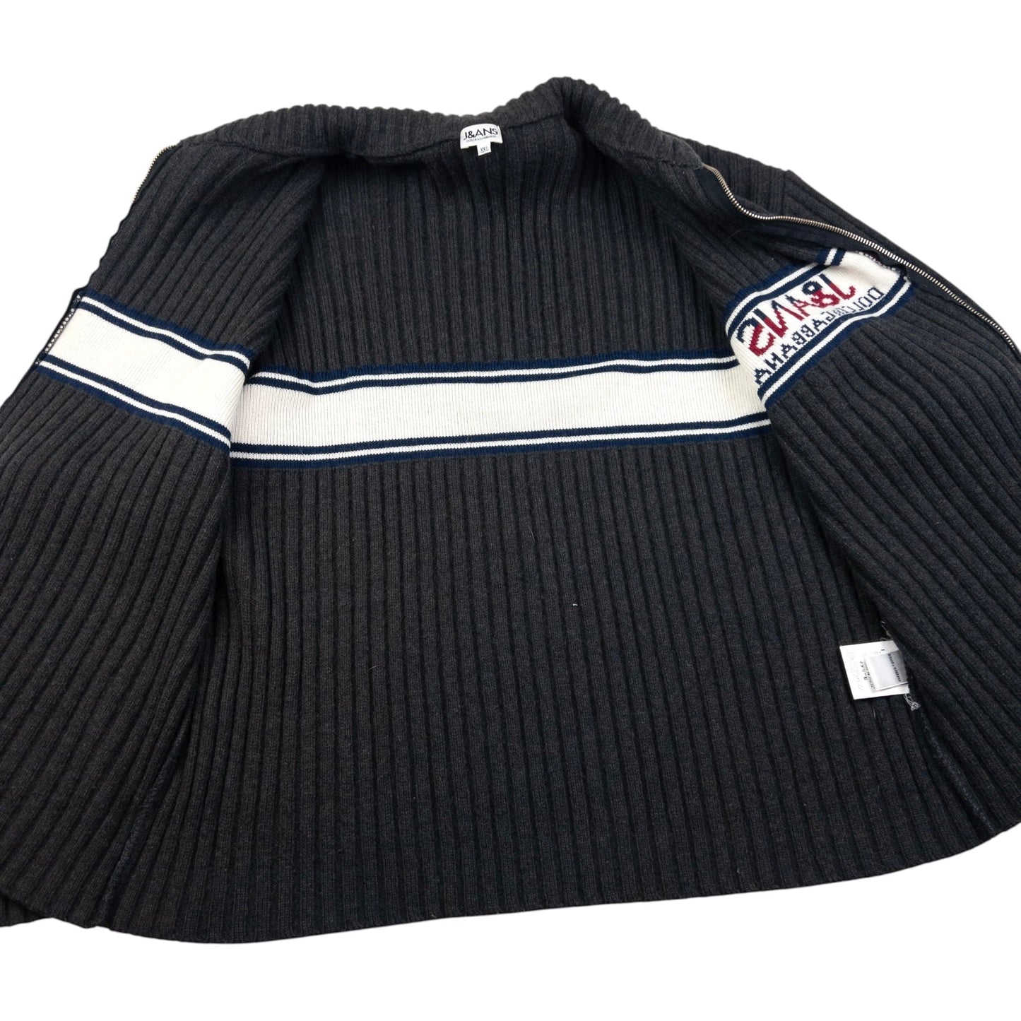 Vintage Dolce & Gabbana Ribbed Knit Zip Up Wool Jumper Size M