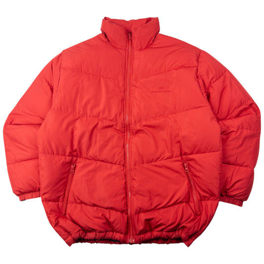 Vintage 90s Balenciaga Zip Up Puffer Jacket Size L | Large, Red