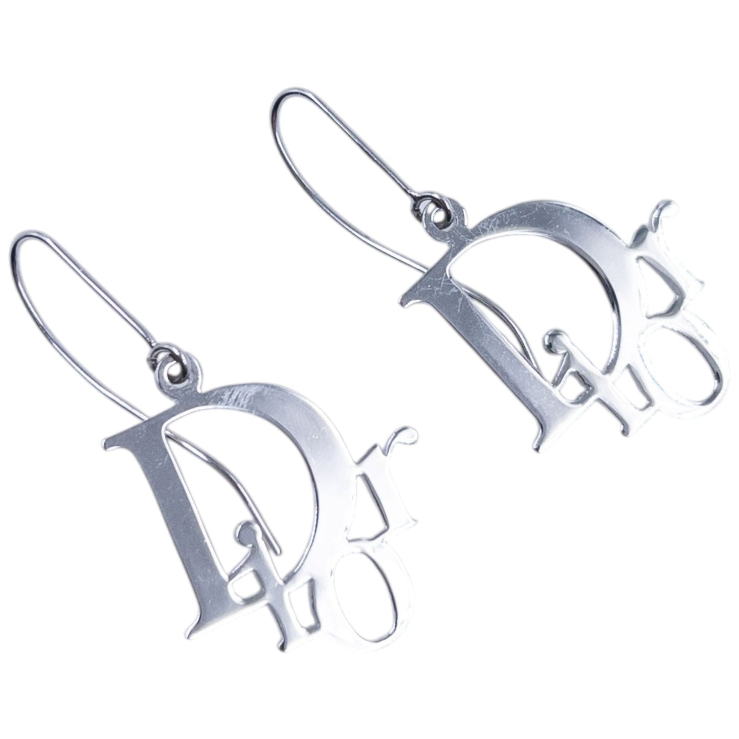Vintage 2000s Dior Silver Logo Earrings | O/S, Grey