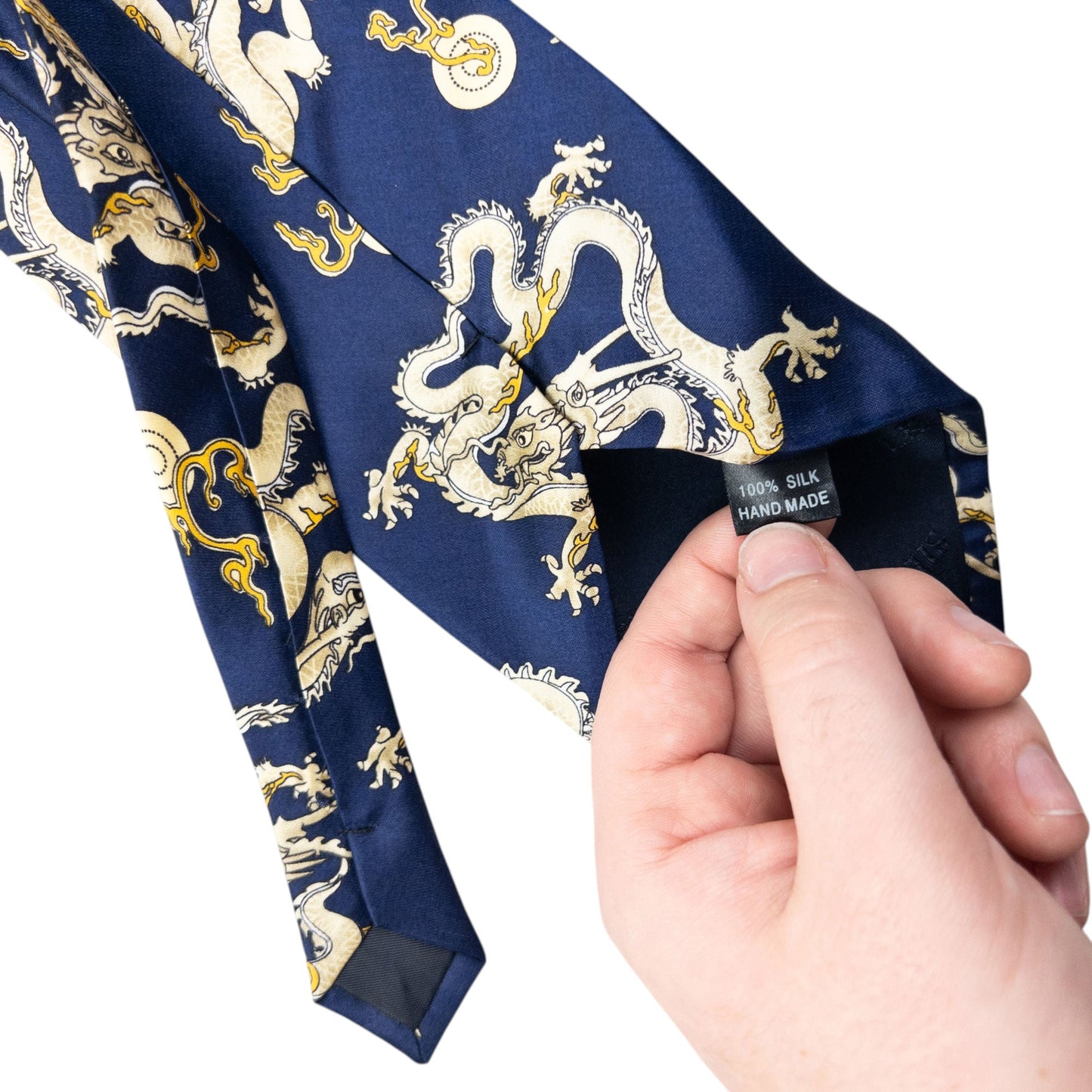 Vintage 90s Giorgio Armani Cravatte Dragon Silk Tie | O/S, Blue