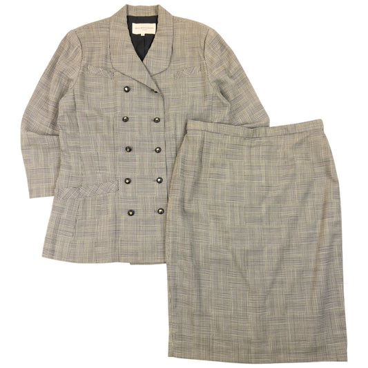 Vintage 90s Balenciaga Checkered Jacket & Skirt Suit Set Womens Size L | Large, Grey