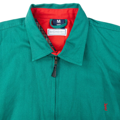 Vintage 80s YSL Yves Saint Laurent Pattern Lined Harrington Jacket Size L | Large, Green
