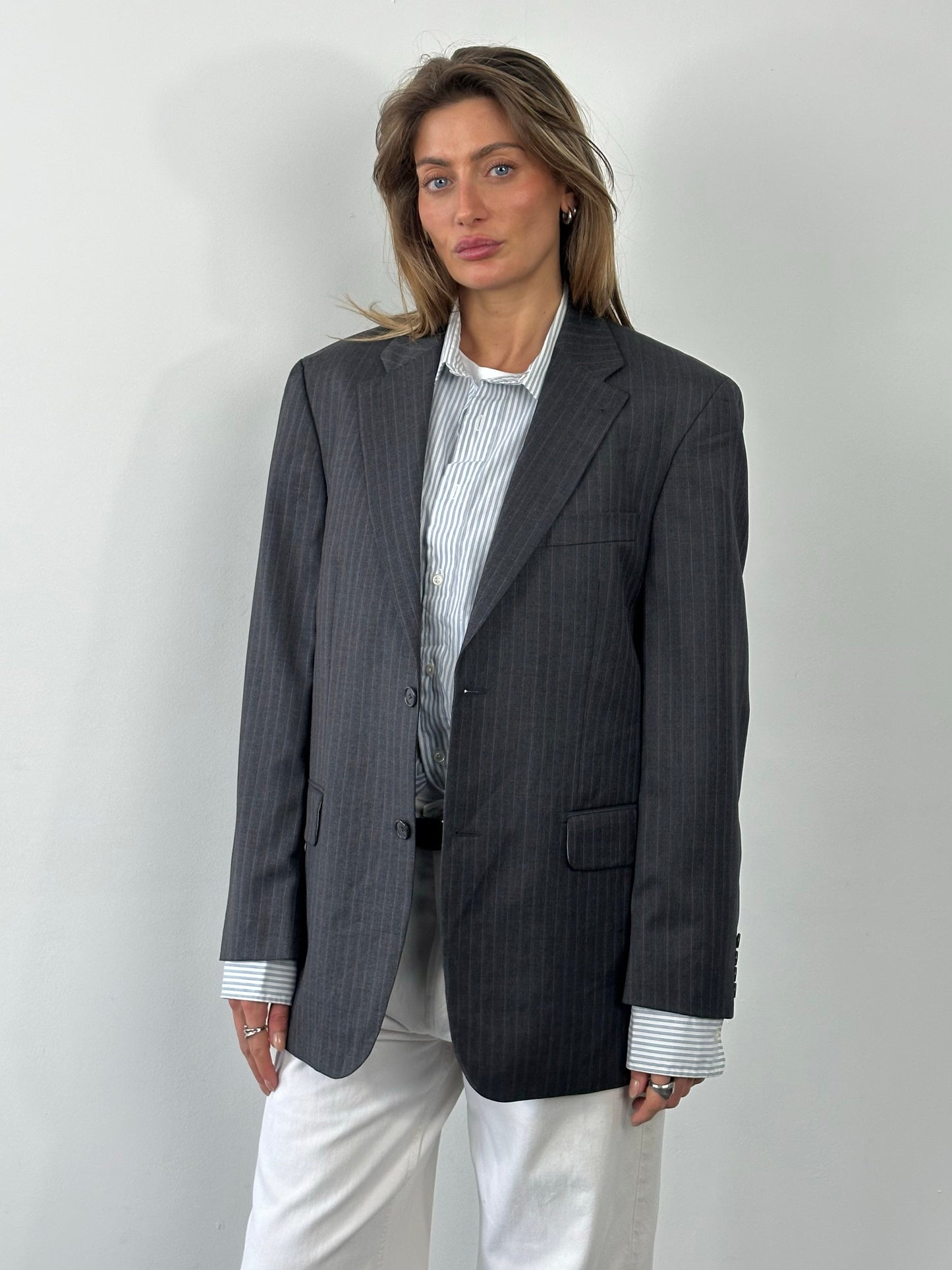 Loro Piana x Digel 1990s pure wool single-breasted blazer in size L, tailored fit with classic lapel and button closure.