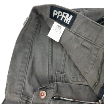 Vintage 2000s PPFM Curved Stacked Leg Denim Jeans With Suspenders Size W32 | W32, Grey