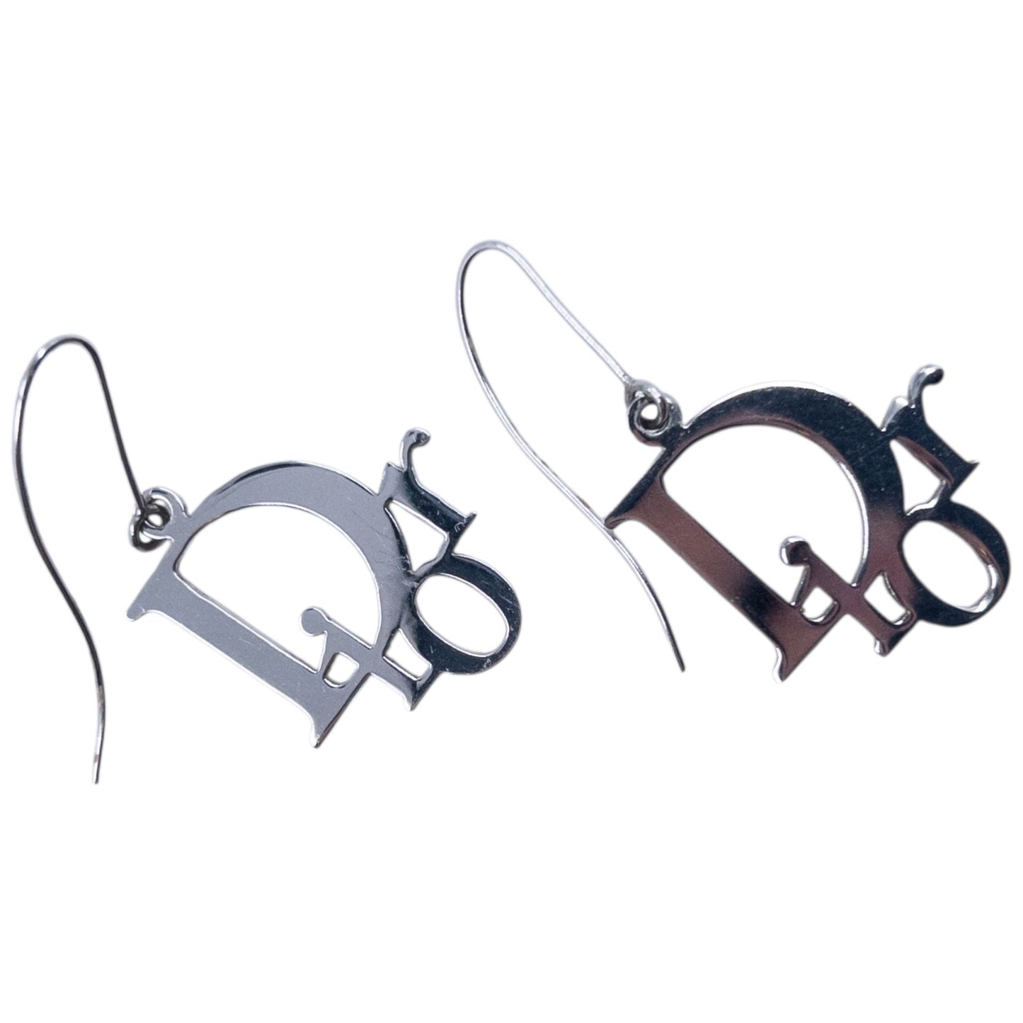 Vintage 2000s Dior By John Galliano Silver Logo Earrings | O/S, Grey