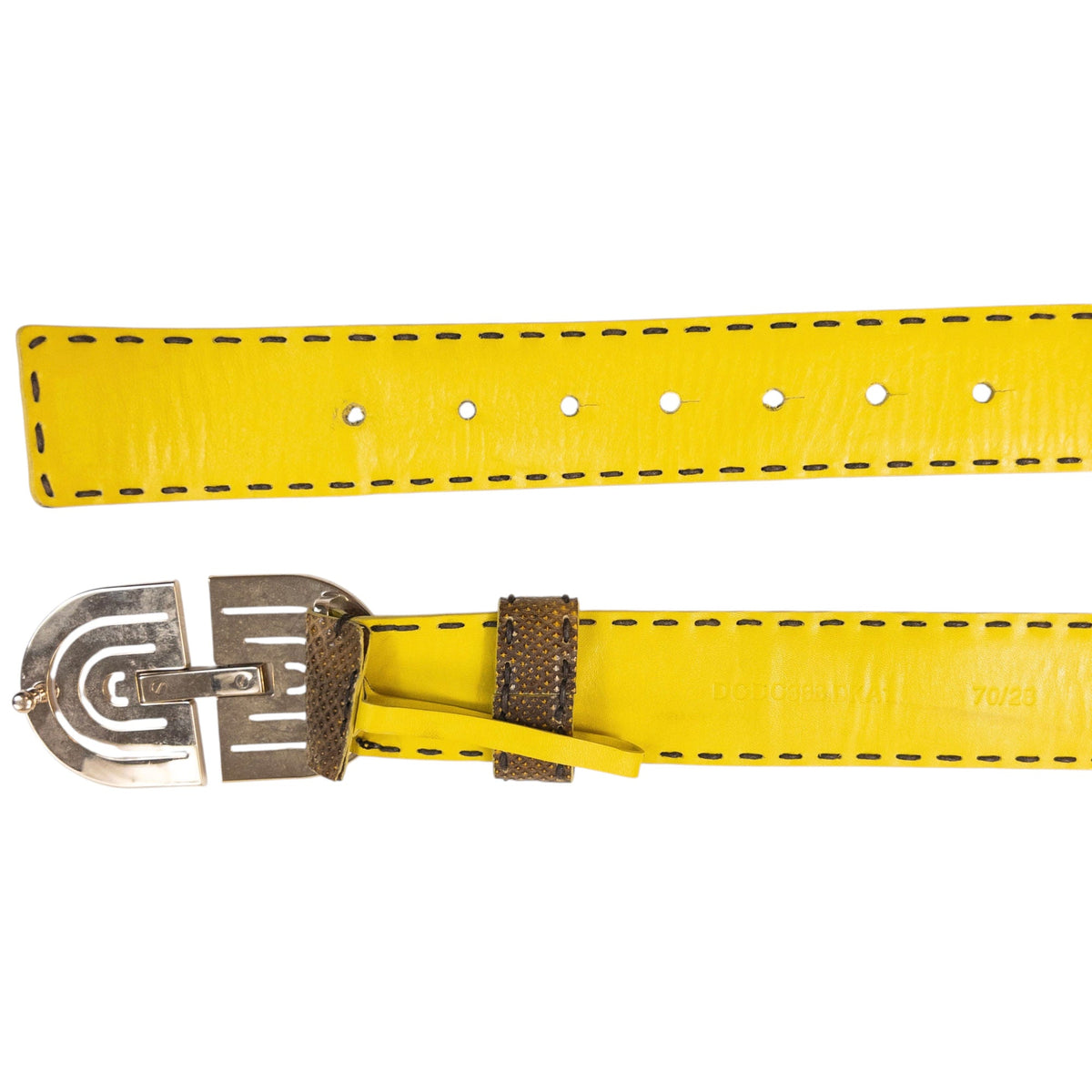 Vintage 90s Versace Snakeskin Leather Belt Size S | O/S, Brown