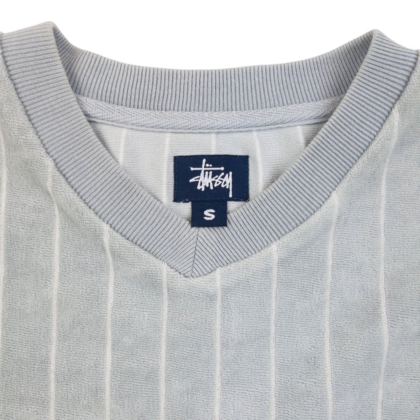 Vintage 2000s Stussy Striped Velour Sweatshirt Size XS | XS, Grey