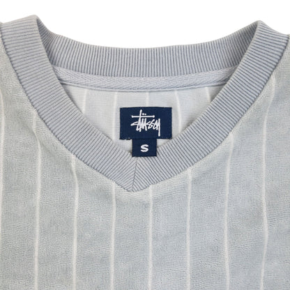Vintage 2000s Stussy Striped Velour Sweatshirt Size XS | XS, Grey