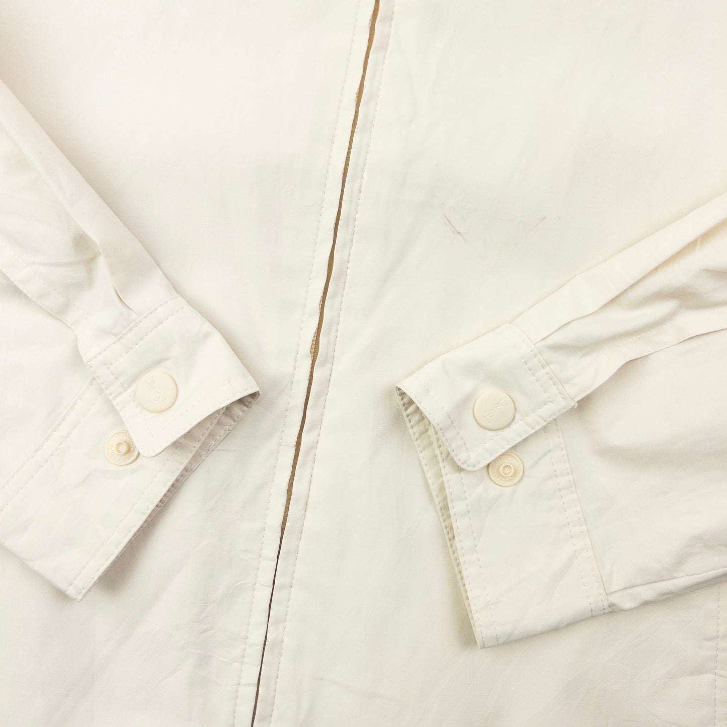Vintage 90s YSL Yves Saint Laurent Harrington Jacket Size S | Small, Cream